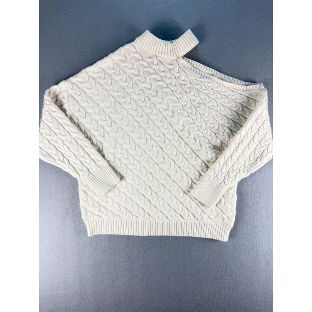 Forever 21 Cream Cable Knit Cutout Mock Neck Sweater – Size Small